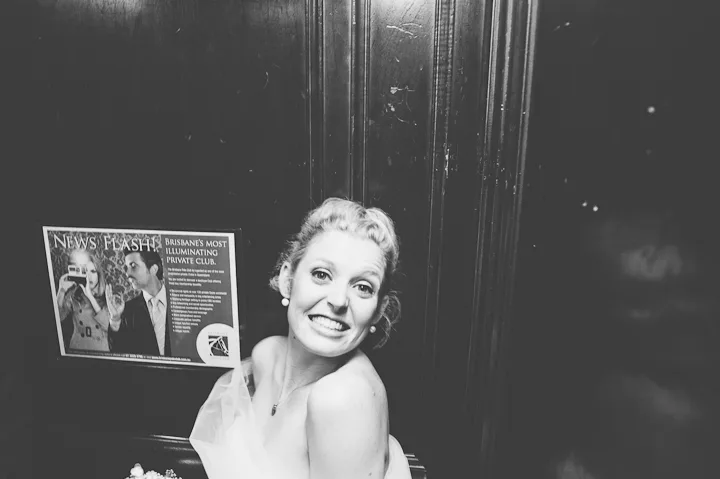 BW photo of a bride