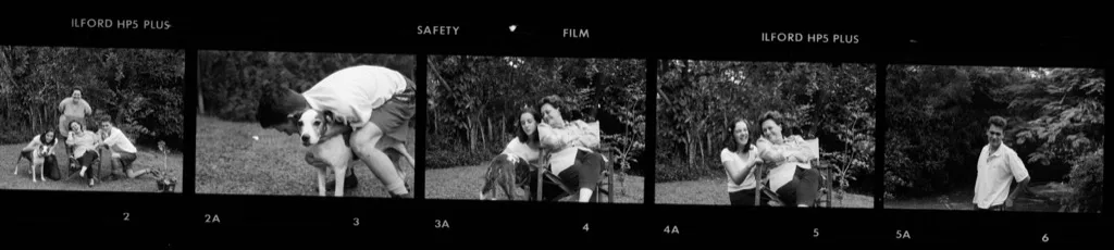 a full black-and-white contact sheet strip